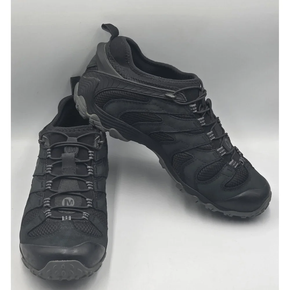 Merrell Chameleon 8 Mens 11 Waterproof Nubuck Leather Lace-Up Hiking Shoes Black